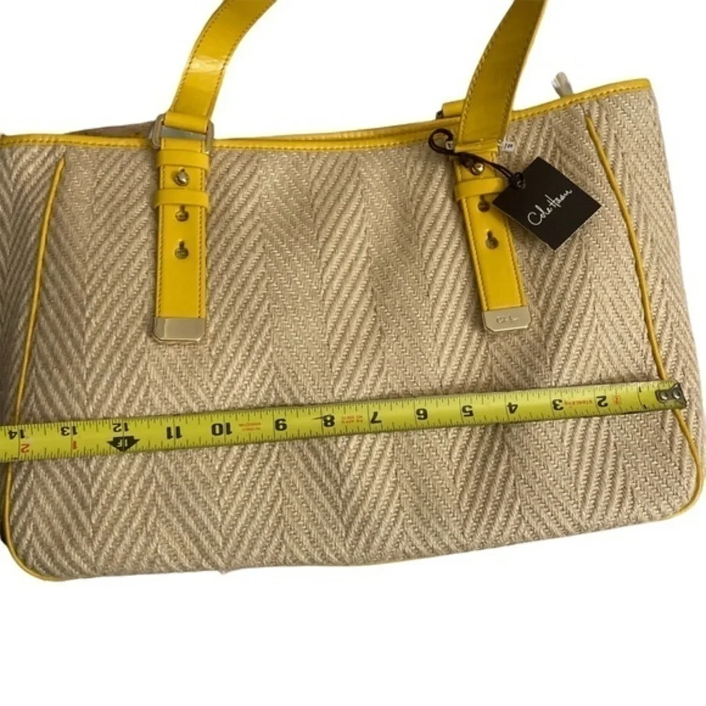Cole haan wicker and yellow Jersey sea eat west tote nwt - Picture 5 of 13